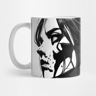 Shadows Unleashed: Expressive Black and White Dark Art Mug